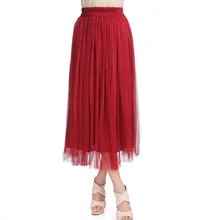 Добавить новые модные большие качели юбки Женская высокая талия взрослых Длинные фатиновые плиссированная юбка осень Тюль Полный одежда Нижняя юбка пикантные брендовые