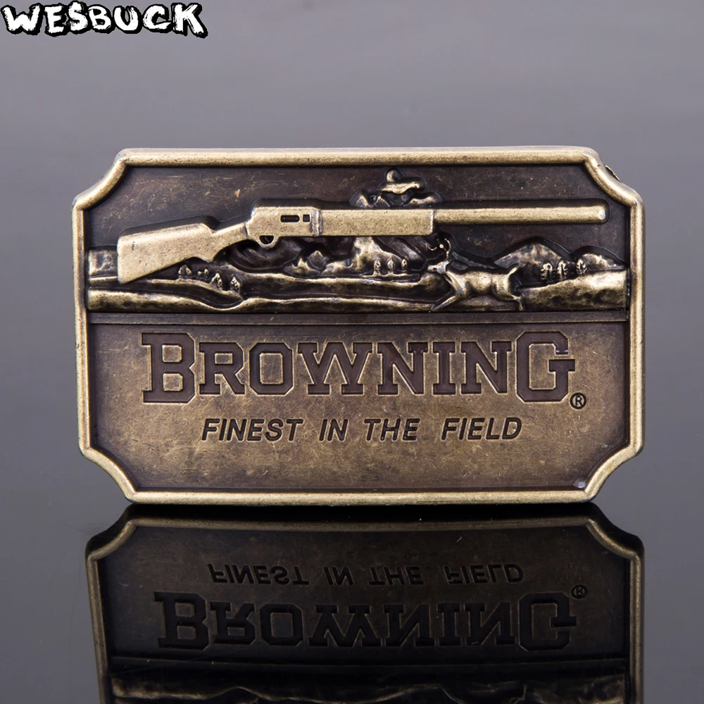 

WesBuck Brand Gun Belt Buckles Metal for Man Women Browning West Buckles Metal Cowboy Finest in the Field Belt Gespen