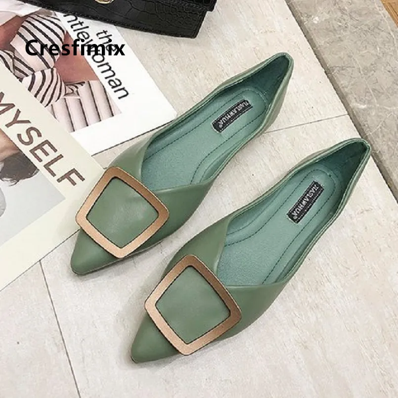 Cresfimix Zapatos De Mujer Для женщин Симпатичные Желтые удобная обувь без застежки обувь на плоской подошке Женская острый носок мягкие Туфли без каблуков женская обувь C5040