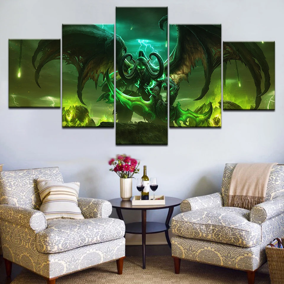 

5 Panel WoW Legion Legion Box Cover Poster Fram Gallery Wrap Art Print Home Wall Decor Wall Picture Living Room Artwork