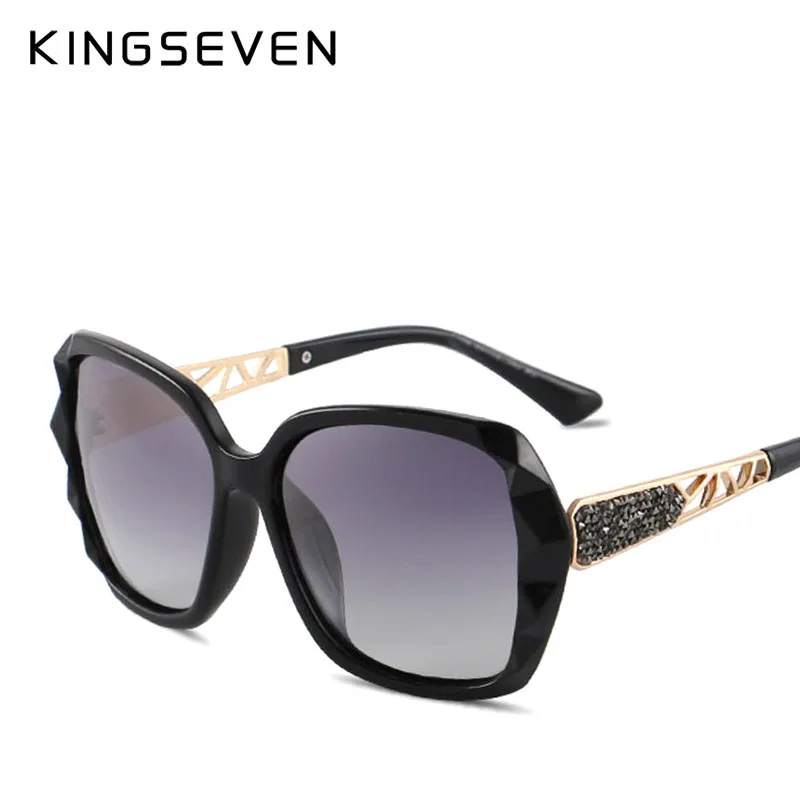 Kopen KINGSEVEN Zonnebril Vrouwen Gradiënt Gepolariseerde Diamond Frame Zonnebril Voor Driving Luxe Lady Shades Eyewear Accessoires 7538