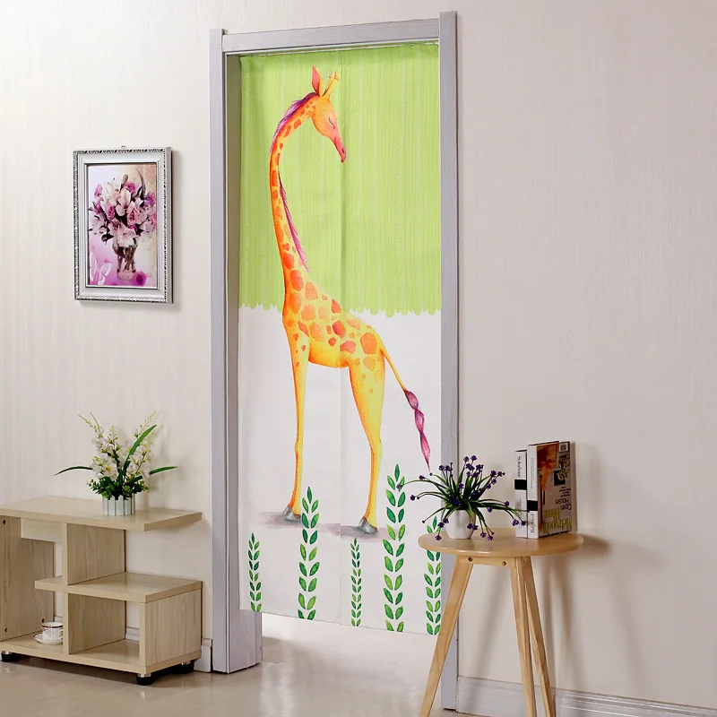 

New Arrival Animal Giraffe Olive Green Door Curtains for Living Room Bedroom Fabric Curtain Door Curtain Kitchen Bathroom AA40