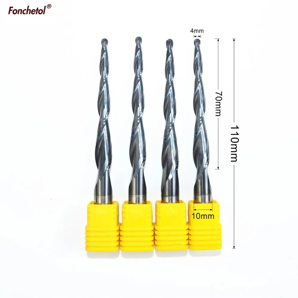 

D10*R2*70C*110L-CNC milling cutter,CNC Tialn coated taper ball head end mill,spherical woodworking router bit,cone wood tool