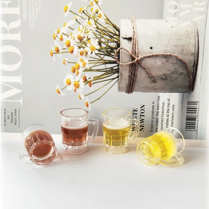

6pcs 3D Simulation Pendant Beer Mug Cola Cup Resin Charms Pendant DIY Keychain Jewelry Decor Accessory Photographing props YZ032