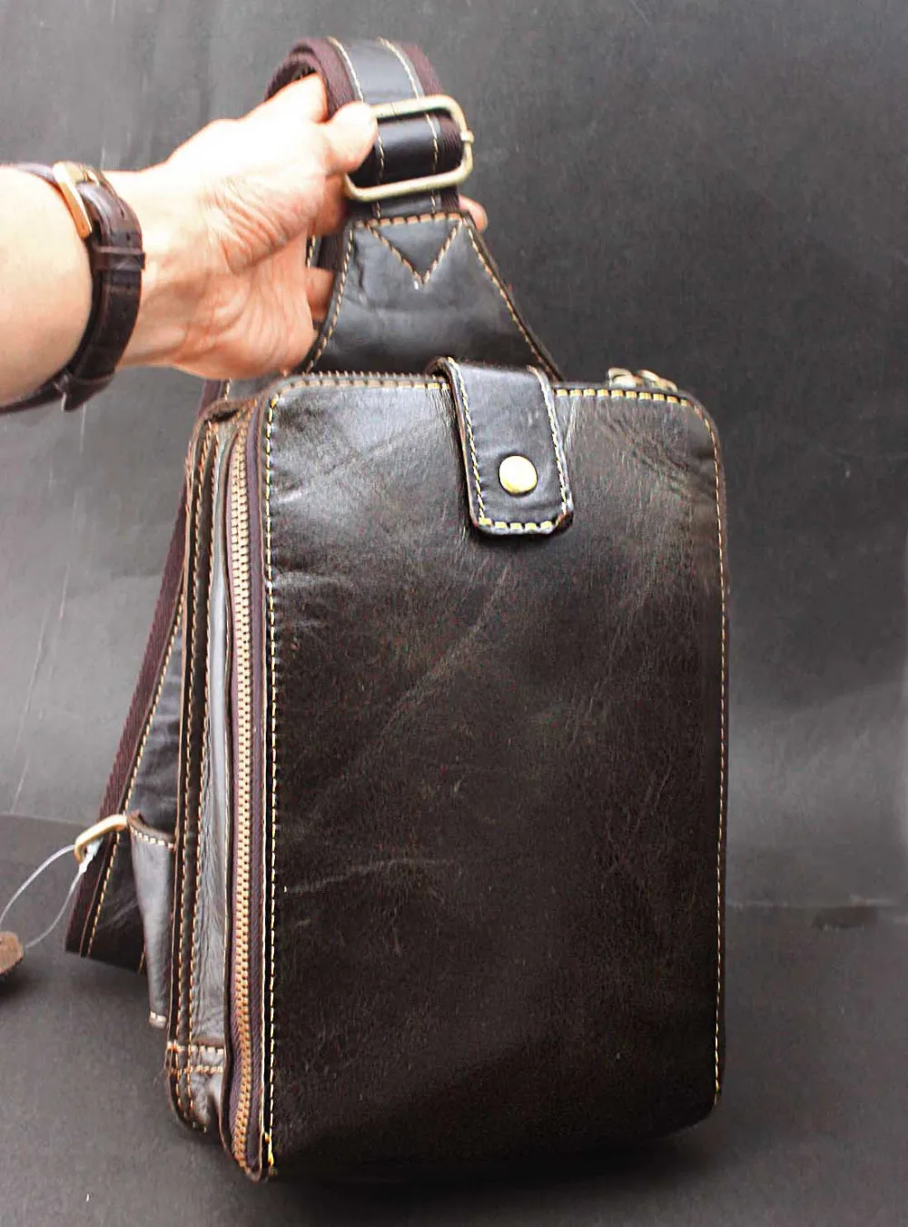 Ковбойская винтажная мужская коричневая сумка-мессенджер из натуральной кожи