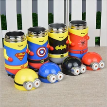 280 ML Portable Kids Niños de Dibujos Animados Spiderman Minions Taza Vientre Taza de Vacío de Acero Inoxidable Termo Botella de Agua de Regalo de Navidad