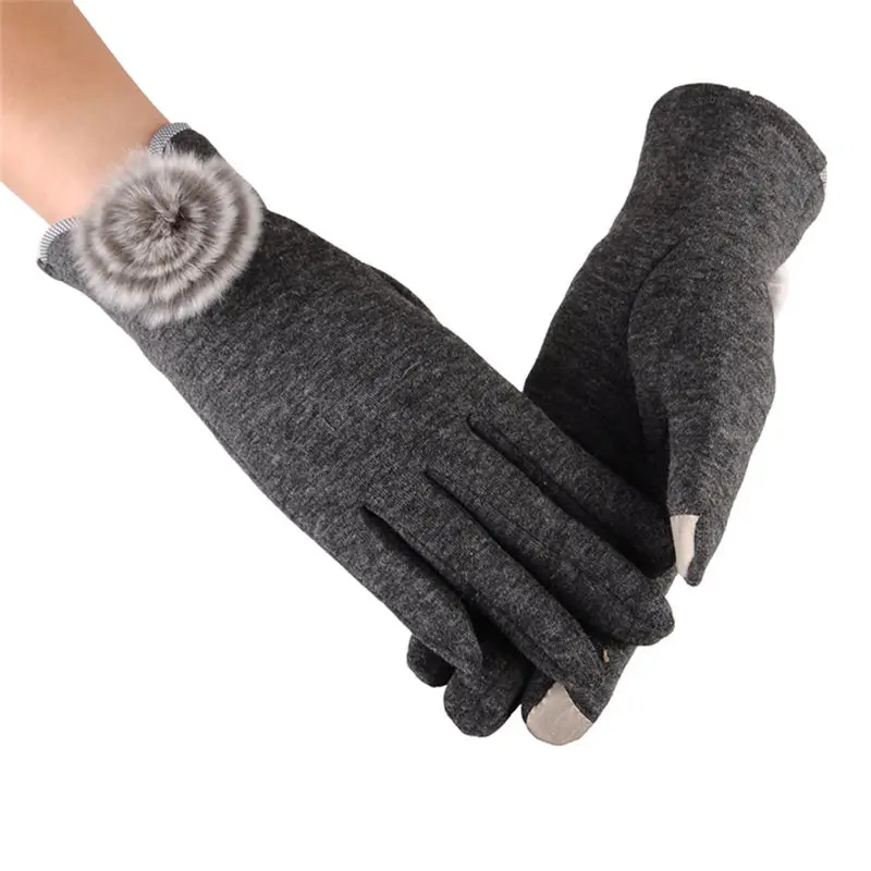 Women Fashion Plush Ball Winter Warm Gloves Ski Wind Protect Hand Gloves guantes eldiven handschoenen 40FE1517