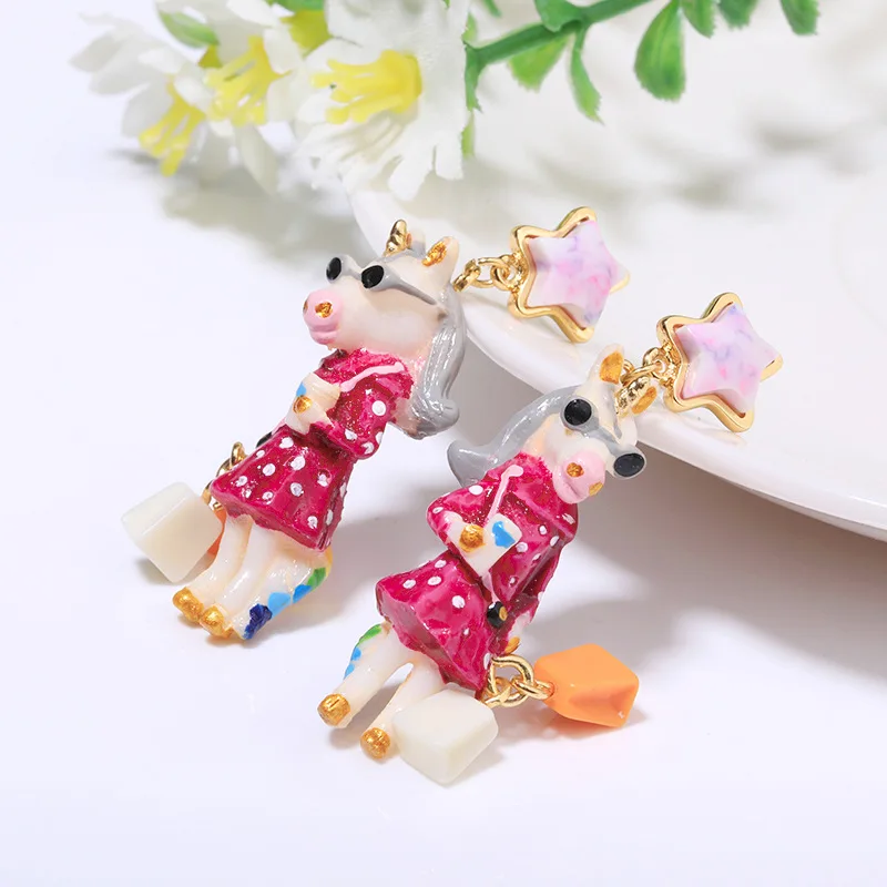 unicorn series enamel glaze earring 4