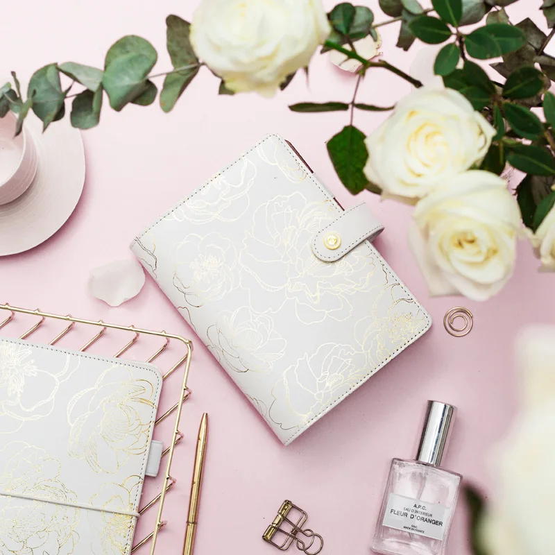 Lovedoki Foil Golden Floral Notebook and journals Daily book A5A6 Planner traveler's notebook stationery store school supplies Lovedoki Foil Golden Floral Notebook and journals Daily book A5A6 Planner traveler's notebook stationery store school supplies