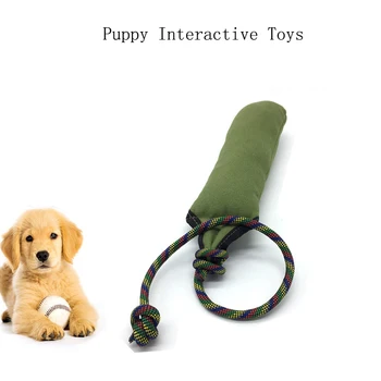 

Dog Biting Tug Toy Pet Training for Yong Dogs with Two Handles Pet Canvas Bite Stick Interactive Toys for Pet Training