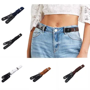 

2019 Women Buckle-free Stretch Elastic Waist Belt Waistband Adjustable for Jeans No Bulge Belts Male Fashion Pants Belts