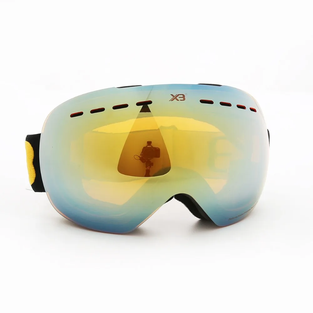Anti-glare snow goggles, double lay big spherical ski glasses, attach reading glasses available (2)
