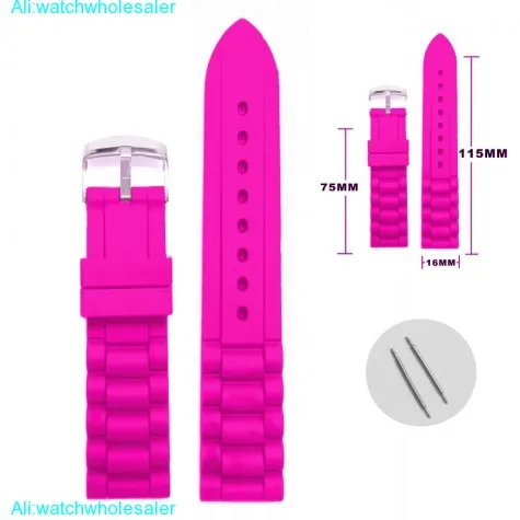 16mm Voilet Red Color Silicone Jelly Rubber Ladies Watch Band Straps WB1002K16JB