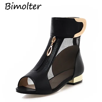 

Bimolter 2018 New Summer New Elegant Brand Mesh Yarn Sandals Women Metal Decoration Peep Toe Bootie Shoes Big Size 34-43 PSEA028