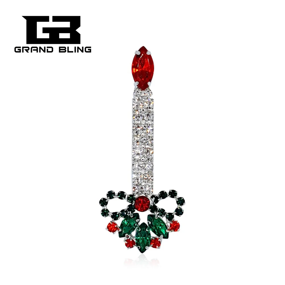 

Chritmas Theme Rhinestone Brooch "Christmas Candle" Pins Bling Jewelry&Gift