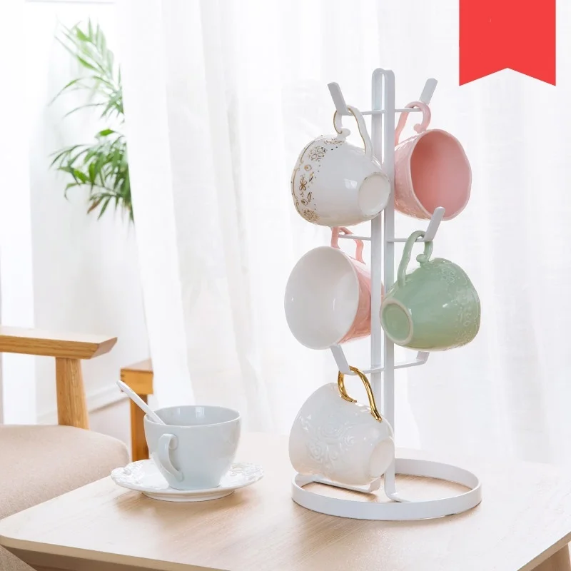 Wrought iron mug rack Shelves with cups kitchen mug rack storage rack