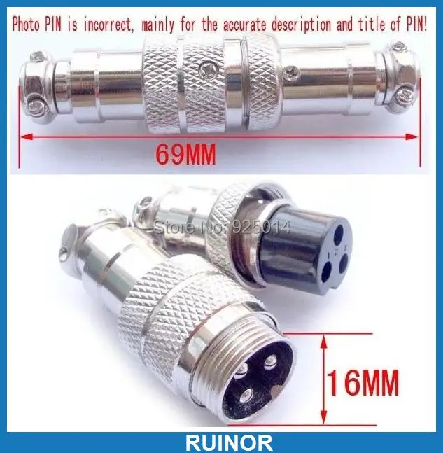 

10 sets Metal D 16MM 5 Pin XLR plug Aviation Ham Radio CB Mic Guitar Microphone