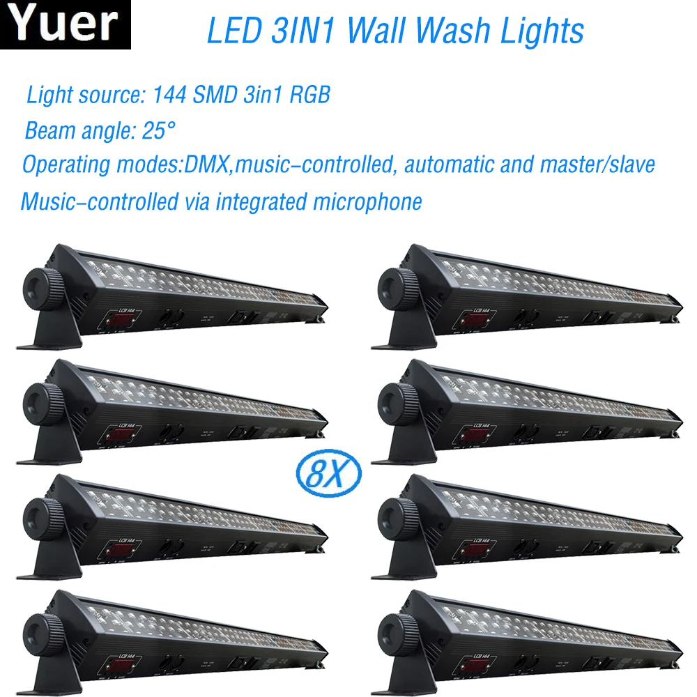 8Pcs/Lot NEW stage light RGB 3IN1 Led Wall Wash Light DMX Led Bar DMX Line Bar Wash Stage Light For Dj Indoor horse race lamp