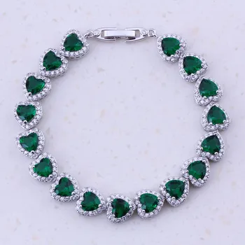 

Fine Green Crystal & White Cubic Zirconia Silver Color For Women Charm Bracelets Party Trend Fashion Jewelry D0049