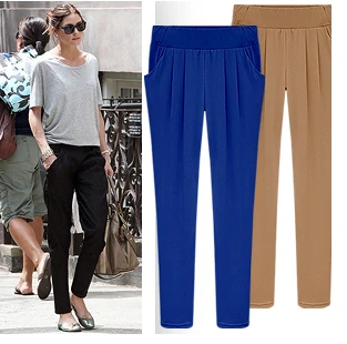 

2xl plus big size panty women spring autumn 2018 bermuda feminina new black blue thin haroun pants female A1809