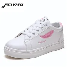 FeiYiTu/сезон весна-лето; женская дышащая Модная Белая обувь; женская обувь на плоской подошве; повседневная обувь без застежки из искусственной кожи; Лидер продаж