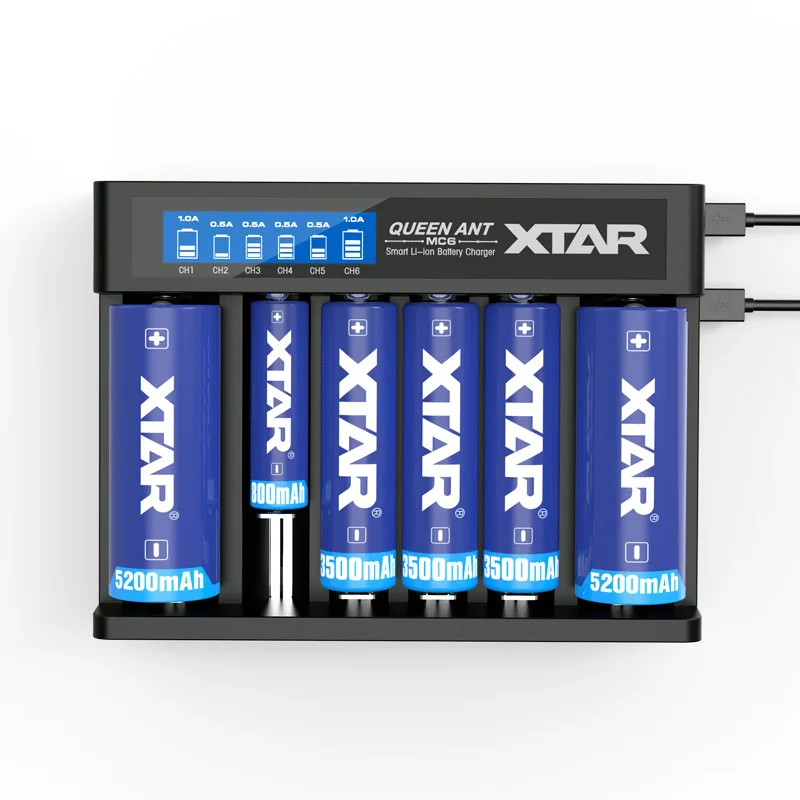 XTAR MC серии MC1 MC2 MC2 плюс MC4 MC6 MC6II Зарядное устройство USB кабель портативный аккумулятор Зарядное устройство для 10440 14500 18650 26650 - Цвет: QUEEN ANT MC6