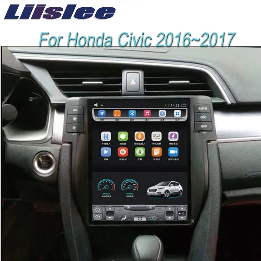 Liislee 2 din Android для Honda Civic 2016 ~ 2017 большой экран Автомобильный мультимедийный плеер GPS