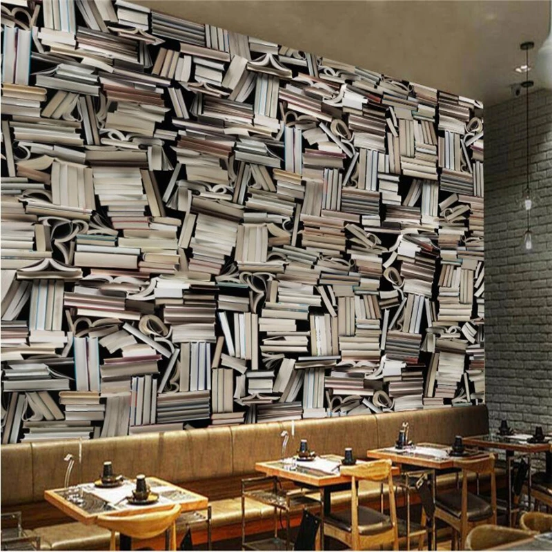 

beibehang Custom 3D Wallpaper European Retro Stereo Bookcase Bookcase TV Background Living Room Bedroom Wall Murals