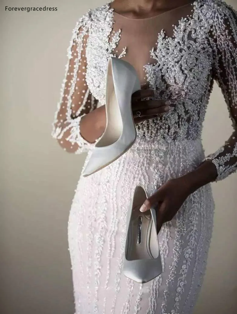 New African Saudi Arabic Vintage Long Sleeve Wedding Dresses Beadings Appliques Sheer Neck Bride Wedding Gown With Removable Tulle Skirt  359 (8)