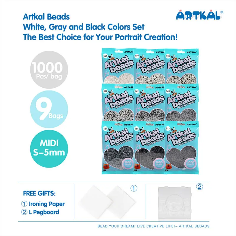 9 мешков artkal fuse beads набор для портретной фотосъемки 1000 бриллианты hama DIY pixel art