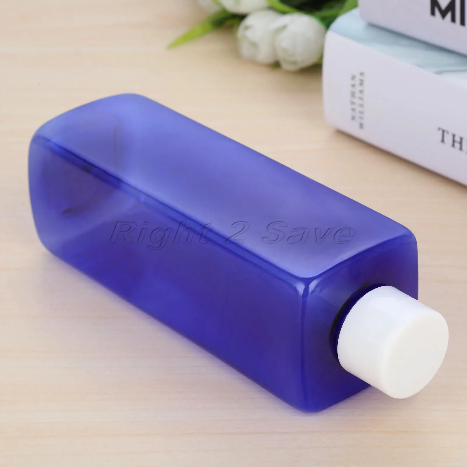 Пластиковая бутылочка квадратной формы 250 мл, внутренняя крышка, косметические контейнеры для путешествий, портативный крем, лосьон для душа, многоразовый инструмент для макияжа - Цвет: White Cover Blue
