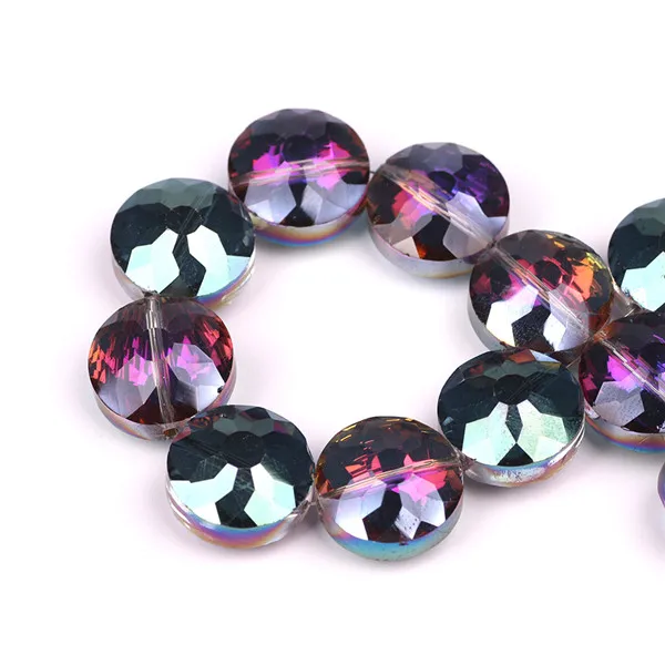Чешские Стеклянные круглые каменные бусины 14 мм граненые хрустальные плоские бусины для рукоделия изготовление кристаллов лэмпворк - Цвет: Rose Green