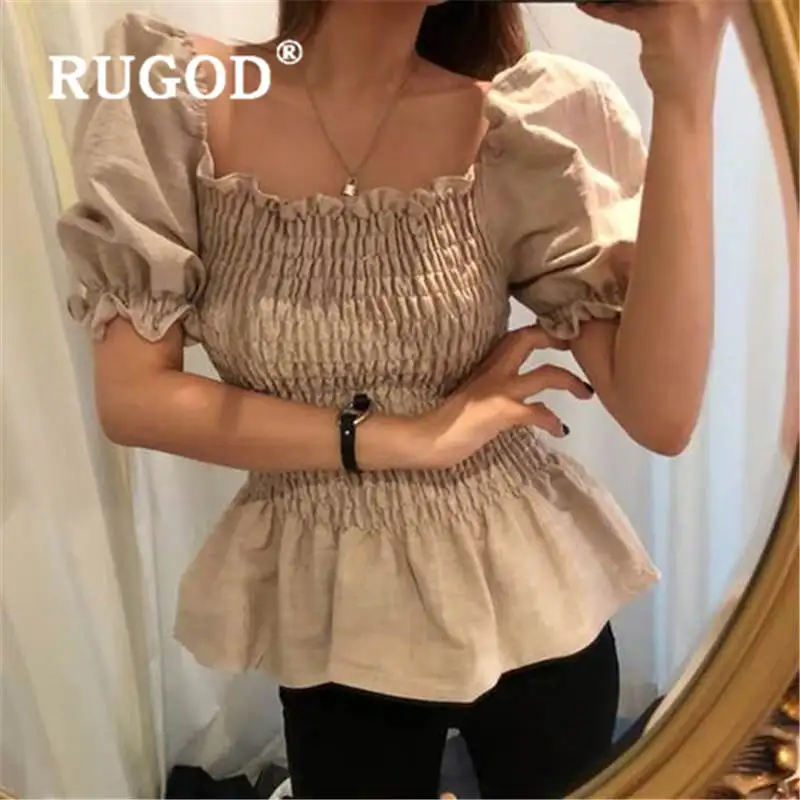 RUGOD женские рубашки с пышными рукавами корейские белые блузки оборками