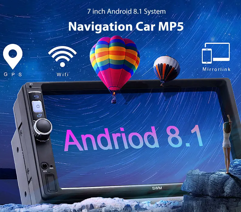 

Zeepin Android 8.1 Navigation System WiFi BT GPS Reverse Image FM Lossless Music HD Video 7 inch Touch Screen Car MP5 Player
