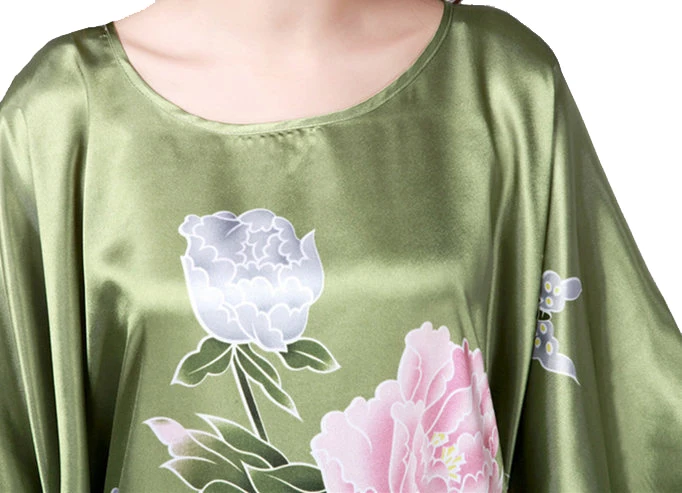 Новинка, Зеленый китайский женский шелковый халат из вискозы, свободная ночная рубашка, кимоно, банное платье, одежда для сна, женская пижама размера плюс, S0109