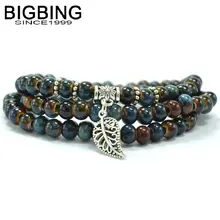 A084 BIGBING ювелирные изделия Модные Многослойные темно-синие керамические бусины лист браслет с подвесками ручная работа Браслет Женские Ювелирные изделия Высокое качество