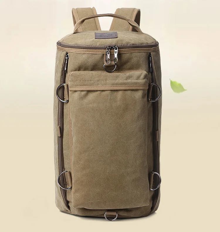 Men's Canvas Travel Backpack Large Mutifuction Vintage Weekends Rucksack Male Fashion Hand Duffle Luggage Overnight Bag for men (2)