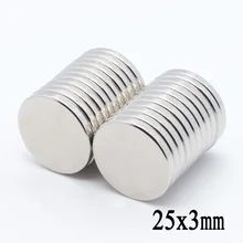 20pcs 25 3mm N35 Super Strong Powerful Disc Round Magnet Rare Earth Permanent Neodymium Magnets 25x3