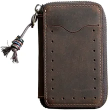 Ретро Натуральная кожа маленький кошелек для ключей женский брелок на молнии Держатель для карт сумка мужская ключница Органайзер ручной работы