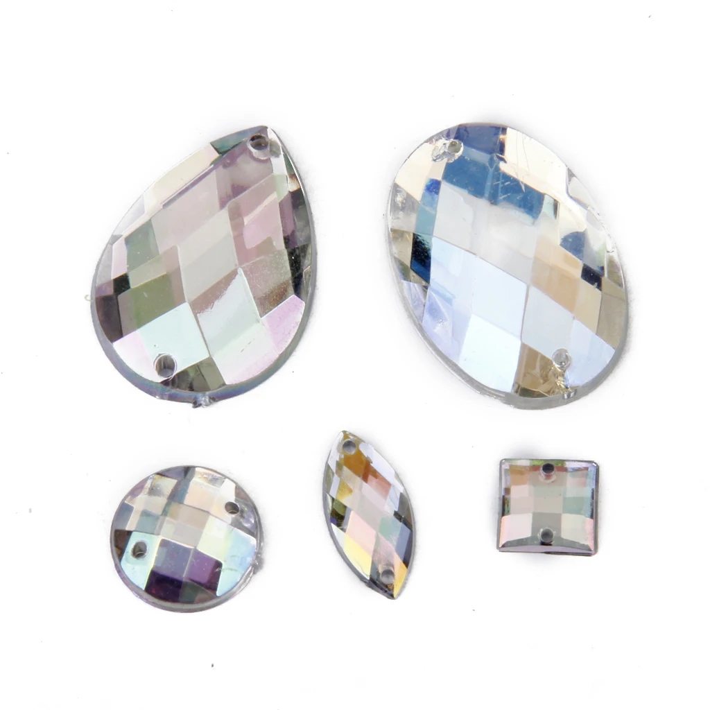 50pcs Crystal Sewing Button Rhinestones Flatback Decoration DIY Crafts Mixed Styles for Garment Bags Headband Gift Wrapping