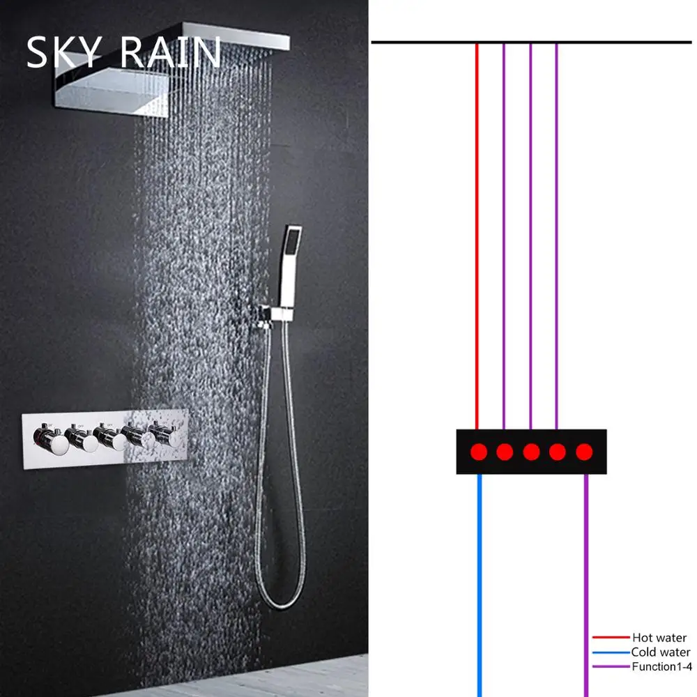 SKY RAIN Bathroom Multi Function 5 Handle Round Knobs High Flow Valve For Shower Set SKY RAIN Bathroom Multi Function 5 Handle Round Knobs High Flow Valve For Shower Set