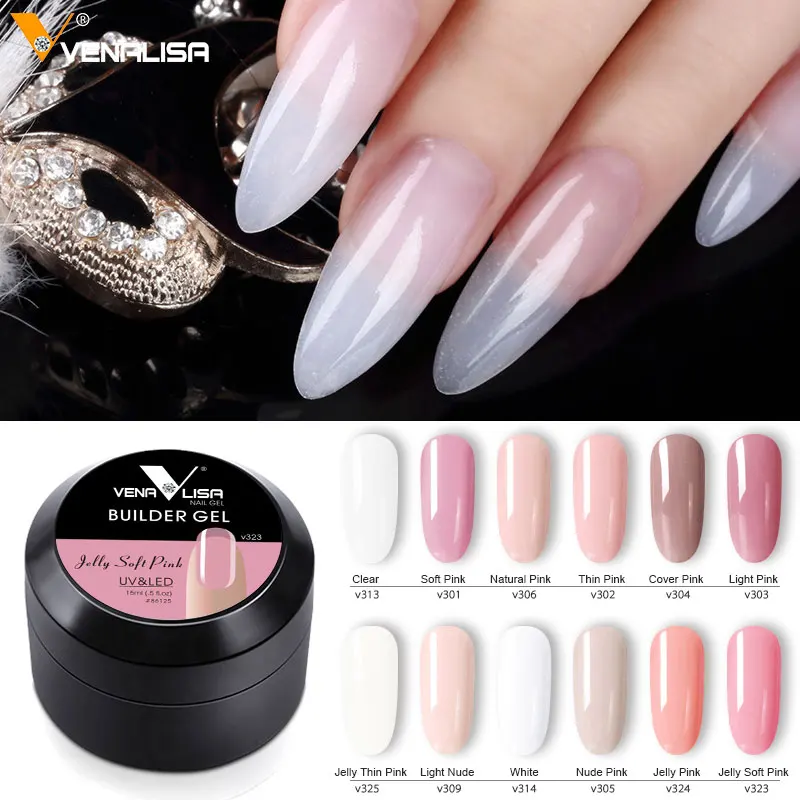 gel nail builder pink uv nails camouflage extension finger thick 15ml hard jelly canni building soak venalisa led clear gels