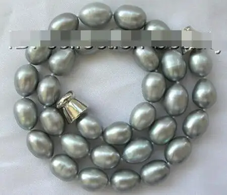 

stunning big 10-11mm baroque gray freshwater cultured pearl necklace m558