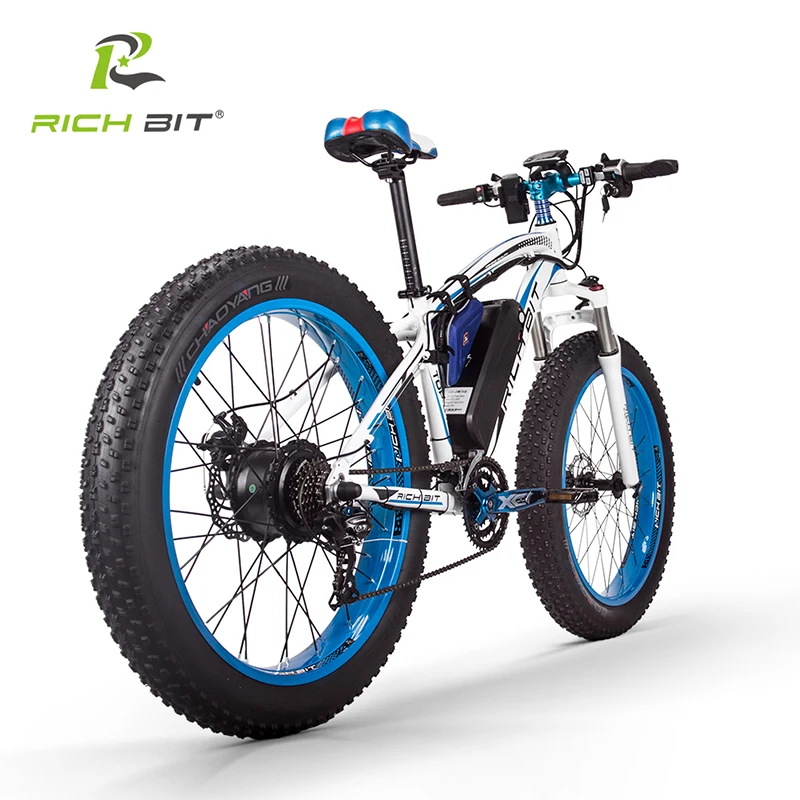 Cheap RichBit RT-012 Plus Ebike With Bicycle LED Computer Powerful Snow Electric Bike 21 Speed 17AH 48V 1000W Electric Fat Tire Bike 4