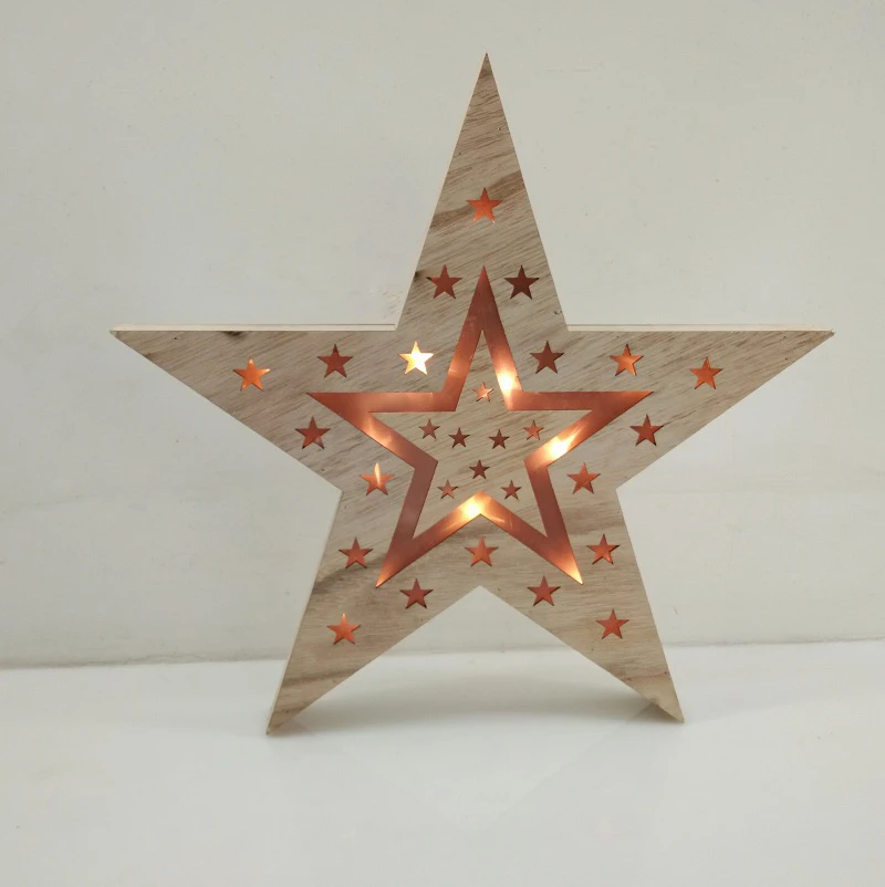 Рождественские огни светящийся деревянный светодиодный супер звезда праздничное декоративное освещение Свадьба День Рождения Детские подарки Маятники