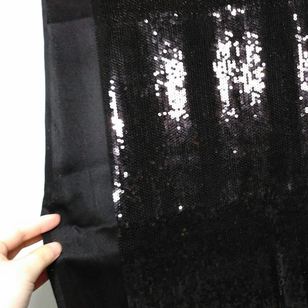 

Black Sequin silk charmeuse fabric 114cm blingbling sell by yard DIY seiwng apparel fabric