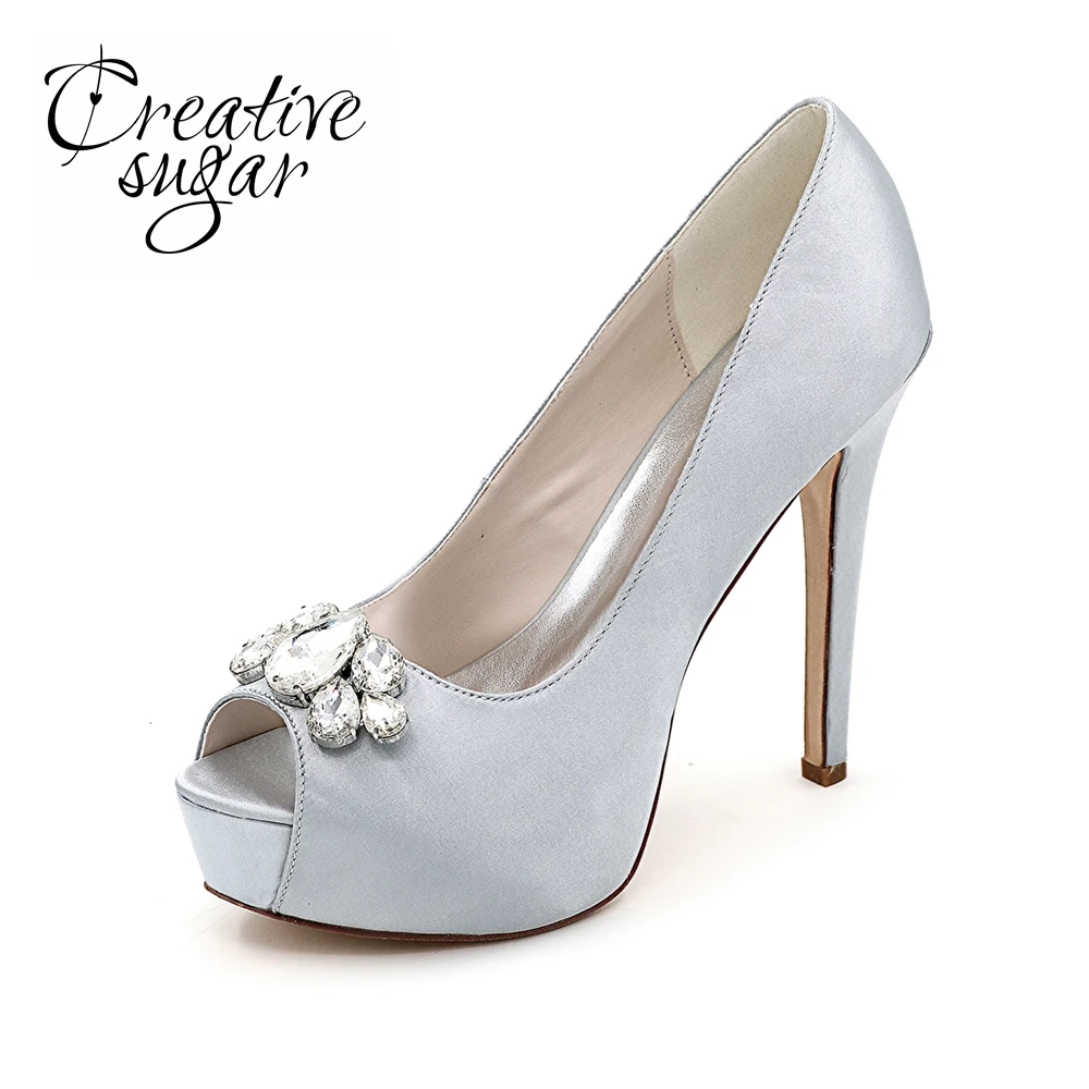 silver platform evening shoes