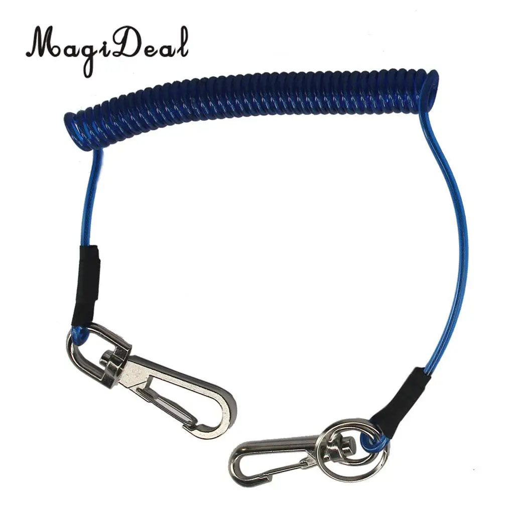 MagiDeal Lightweight Retractable Coiled Fishing Lanyard Steel Wire Pier Rope Tool for Rowing Boat Fishing Diving Water Sports