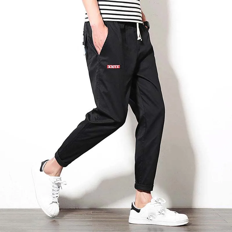

Outdoor 2019 Spring Autumn Cargo harem track cotton multi pocket elastic waist Drawstring sweatpants teenagers trousers men