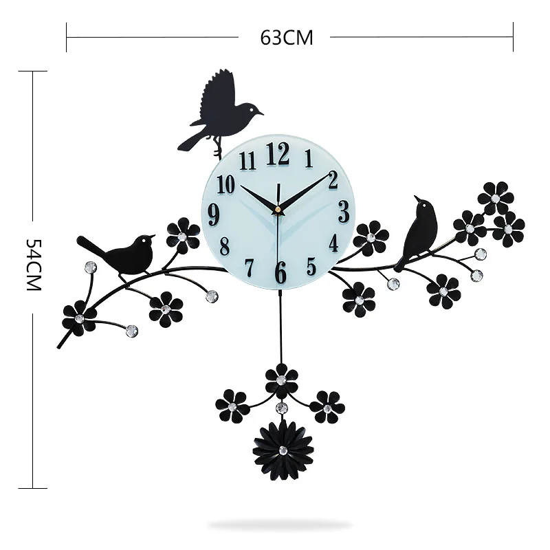Горячая распродажа! Скандинавские креативные простые 3D стерео настенные часы с птицей, современные домашние часы для гостиной, немые часы, модные декоративные кварцевые часы - Цвет: 63cm54cm